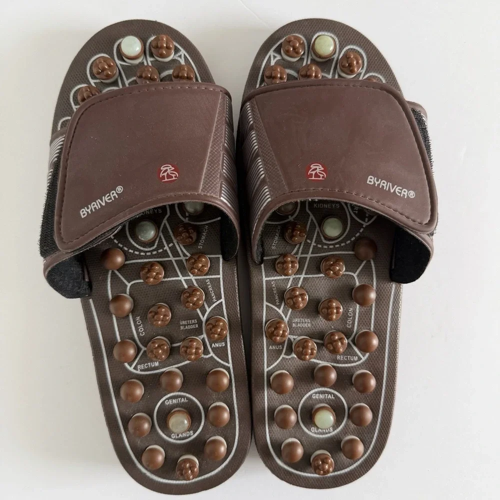 BYRIVER Acupressure Foot Massage Reflexology Sandals Slides Size L Mens 9.5-10.5
